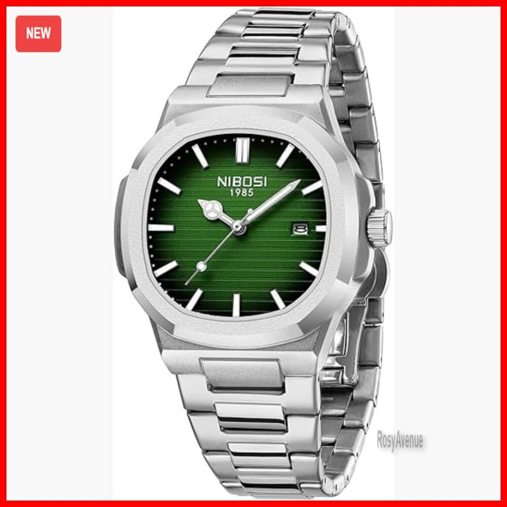 Stainless Steel Military Watch With Date, Water Resistant, Quartz Movement